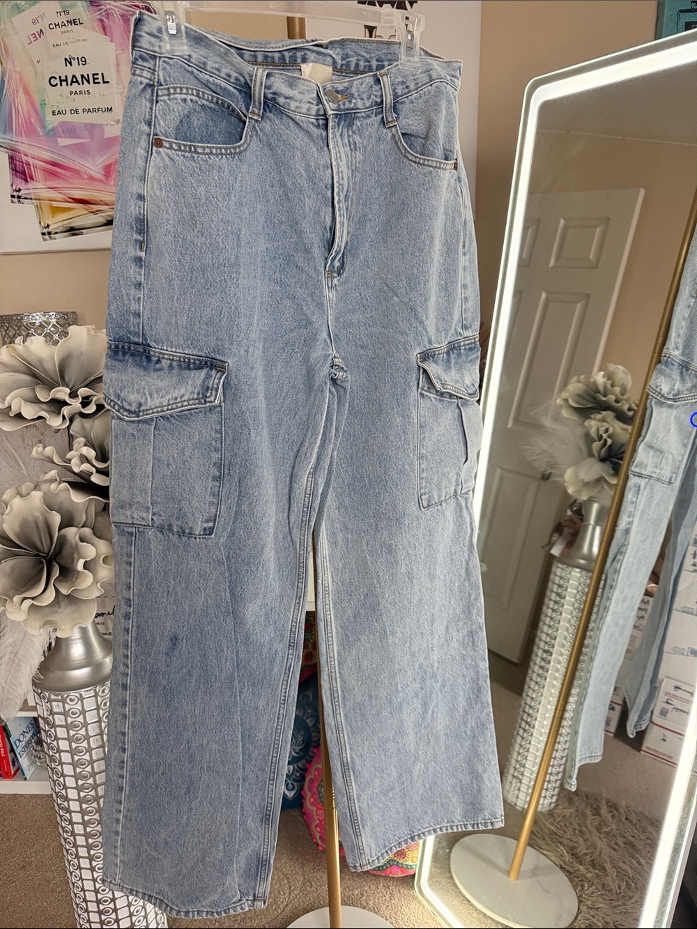 Industry Light Blue Cargo Wide-Leg Jeans